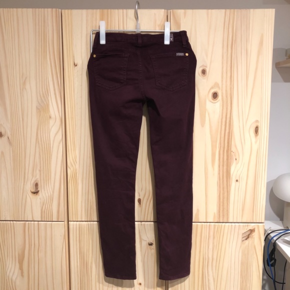 7 for All Mankind Wine Red Velvet like Pant Size 25 - Picture 3 of 4